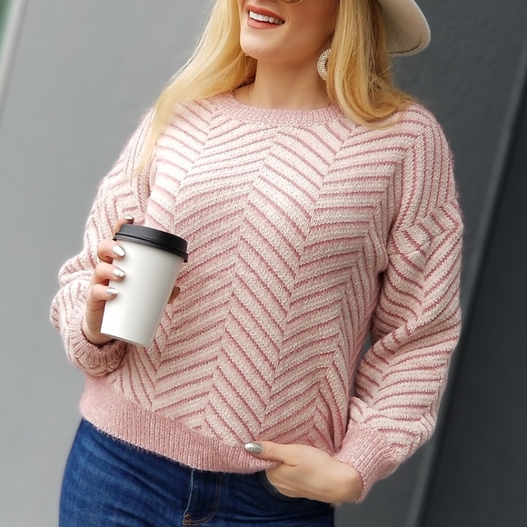 Sweetest Delight Chervon Chenille Sweater top - Picture 7 of 7